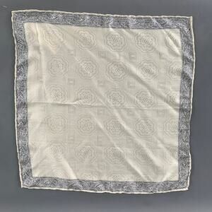 NO BRAND Cream Navy Paisley Silk Pocket Square